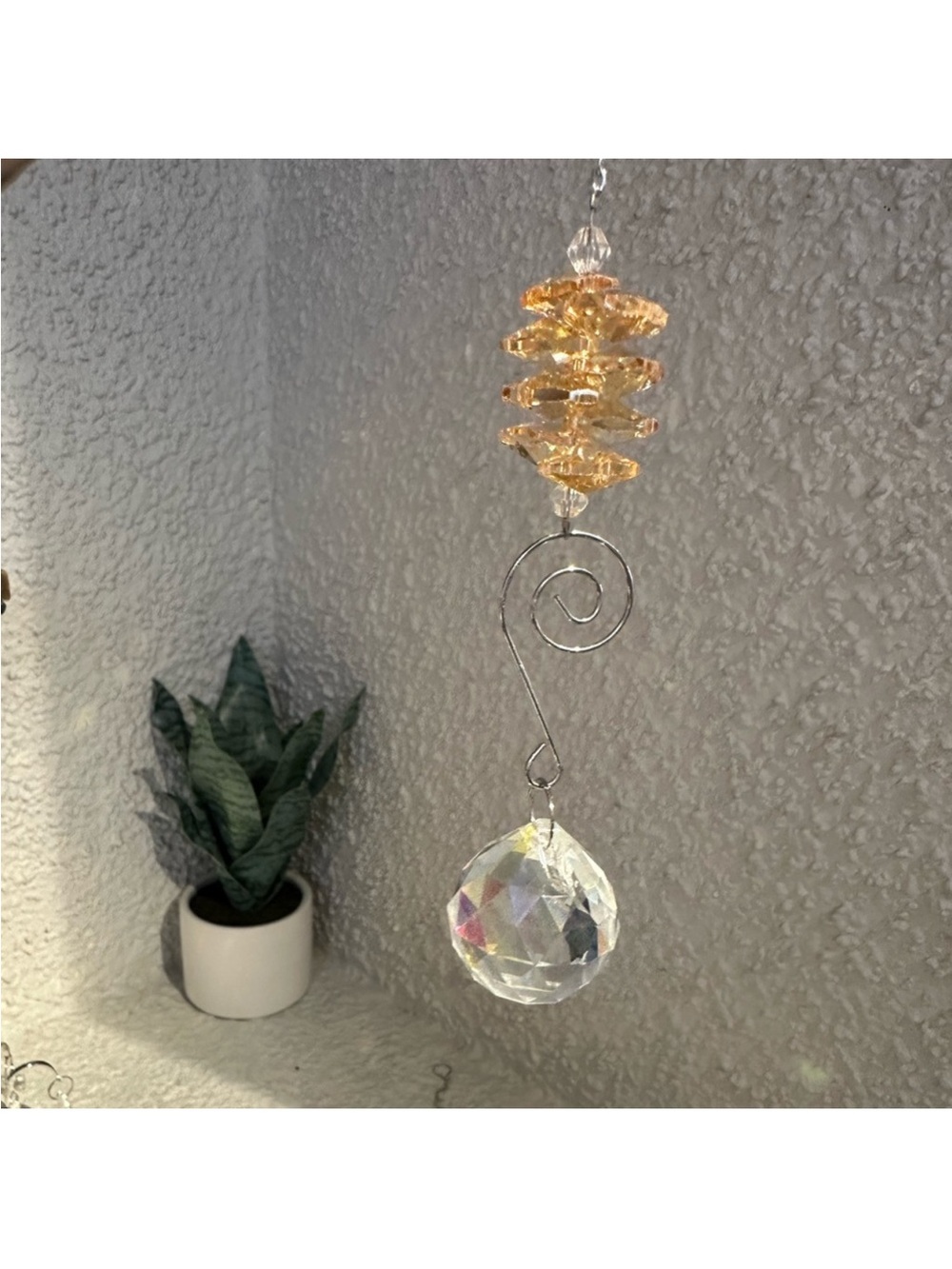 Dainty Amber Beaded Crystal Sun Catcher